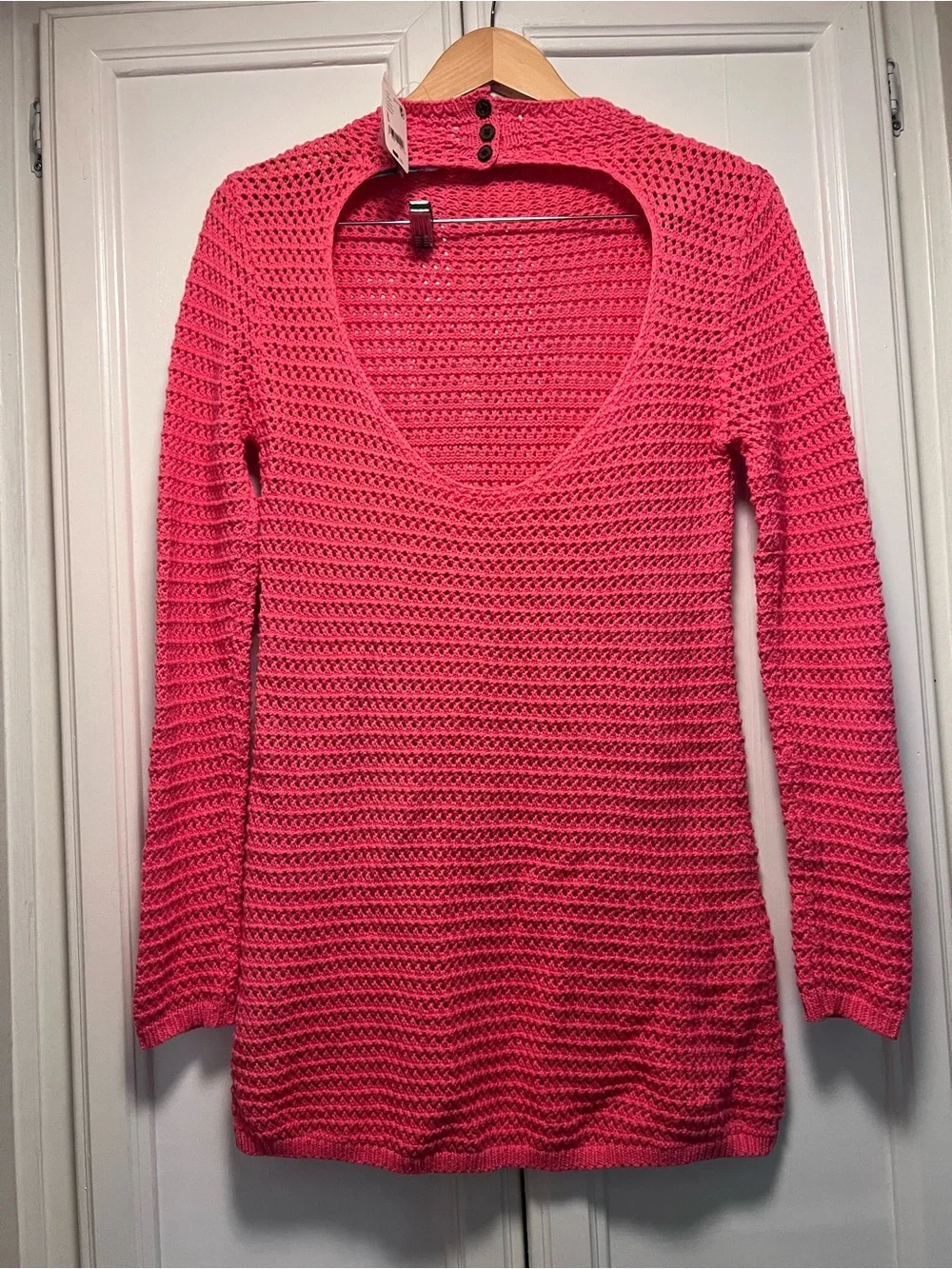 NWT Free People FP Beach Pink Knit V-Neck Mini Cover Up Dress Pool Travel Small